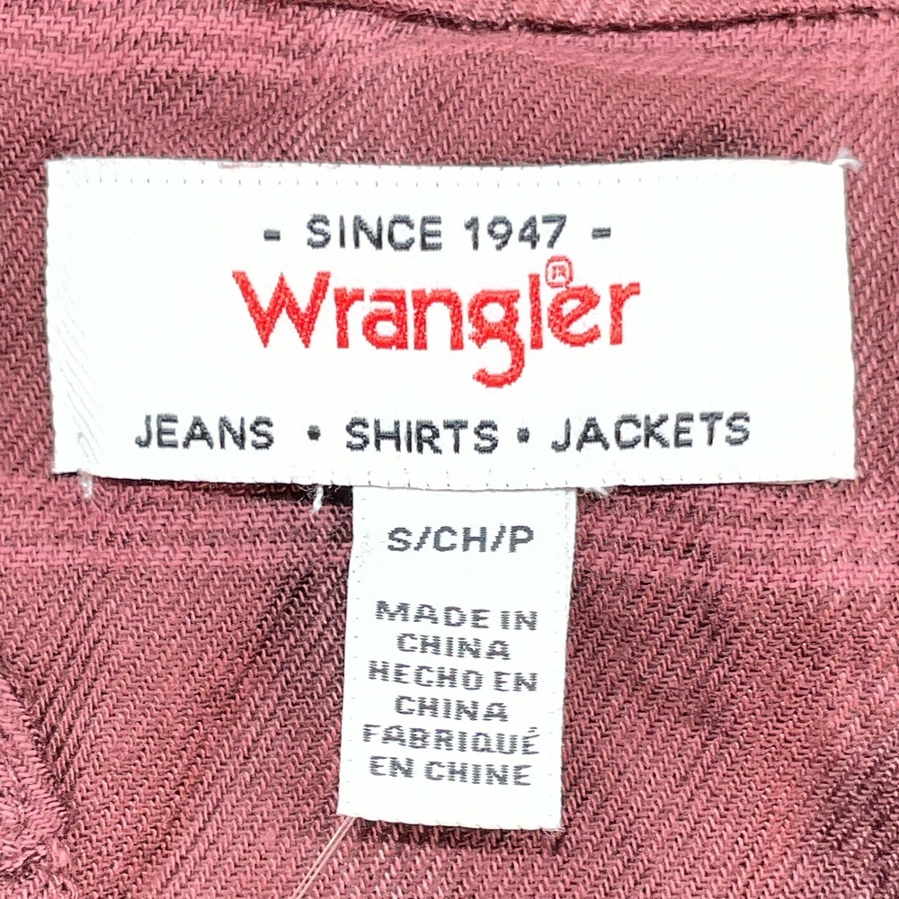 Western Boho Plaid Wrangler Peasant Blouse Burgundy Size S 3/4 Sleeve top NWT - Picture 7 of 13